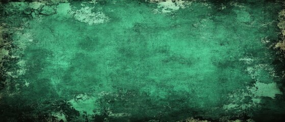 Obraz premium Grungy emerald canvas backdrop showcasing distressed texture and vintage charm for artistic designs