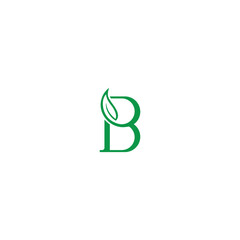 B green leaf. vector illustration of letter B and leaf for icon,symbol or logo