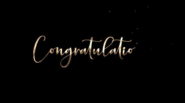 Congratulations text animation with gold color on transparent background