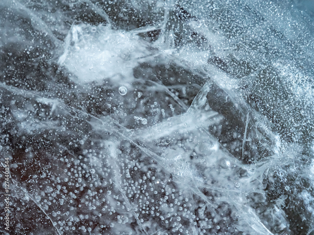 Poster close up macro shot of ice surface - texture for computer graphics, texturing, compositing or as a b