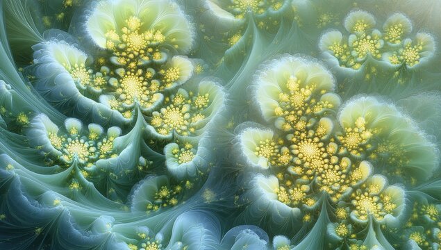 Surreal fractal mandelbulb with organic textures in an alien world of strange landscapes