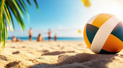 Obraz premium Beach Volleyball Game at Sunset