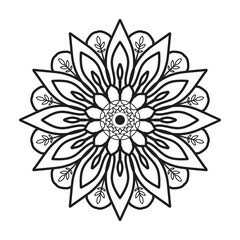 Black mandala for coloring. Mandala coloring page. Mandala art design. Intricate mandala pattern.Mandala tattoo.