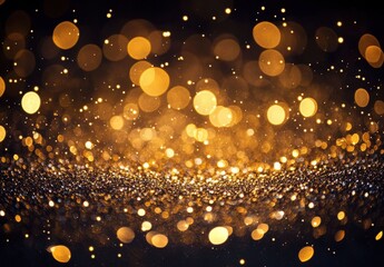Obraz premium Sparkling Golden Bokeh Background with Soft Lights Creating a Dreamy Atmosphere Suitable for Celebrations, Events, and Festive Occasions