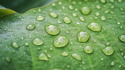Water Droplets on a Green Leaf Macro Photography of Nature's Detail