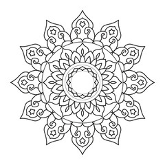 Mandala coloring page. Mandala art design. Intricate mandala pattern. Mandala tattoo. Outline mandala flower.