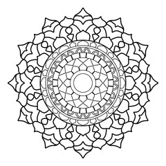 Black mandala for coloring. Mandala coloring page. Mandala art design. Intricate mandala pattern. Mandala tattoo. Outline mandala flower.