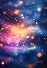 Obraz premium Vibrant Abstract Background with Soft Bokeh Lights in Blue, Pink and Gold Hues for Creative Projects and Promotional Materials