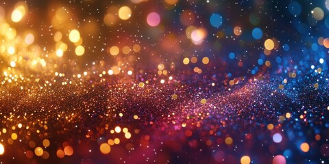 Obraz premium Vibrant Abstract Background with Shimmering Bokeh Lights in Multiple Colors Perfect for Festive Occasions and Creative Projects