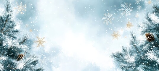 Hand-Drawn Snowflakes with Golden Stars on Pastel Background