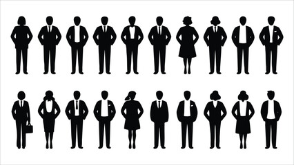 Silhouette Business People Icons Diverse Professional Team