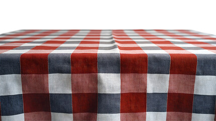 Fototapeta premium Red Gray Plaid Tablecloth Check Texture, Woven Fabric for Home Decor Displays, isolated on transparent background.