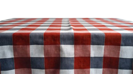 Red Gray Plaid Tablecloth Check Texture, Woven Fabric for Home Decor Displays, isolated on transparent background.