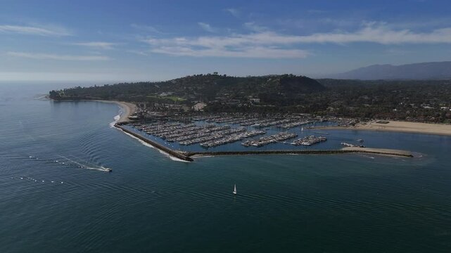 Aerial View of Santa Barbara Harbor and The Mesa, Santa Barbara, California