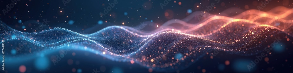Poster abstract big data analysis background. matrix of glowing dots symbolizing data points and connection