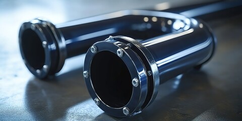 High-quality industrial pipes resting on a workshop floor showcasing precision engineering and design