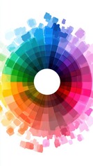 Obraz premium Vibrant Spectrum of Watercolor Palette Wheel Artistic Color Harmony and Creative Expression on White Backdrop