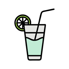juice glass with straw icon design