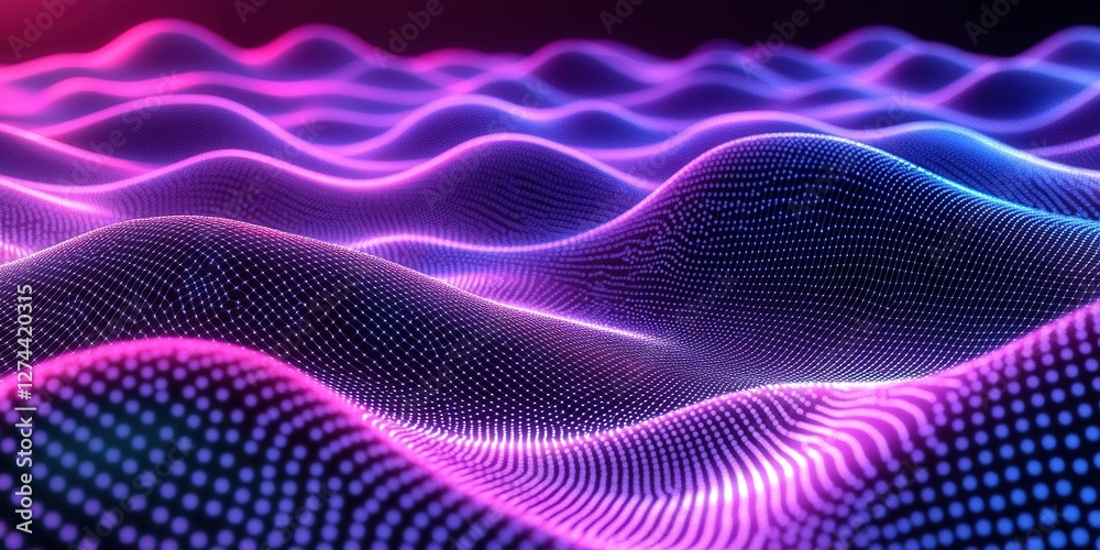 Wall mural digital waves of light create a mesmerizing visual effect in vibrant colors