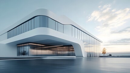 Obraz premium Sleek and Sophisticated Luxury Manufacturing Facility with Minimalist Industrial Branding