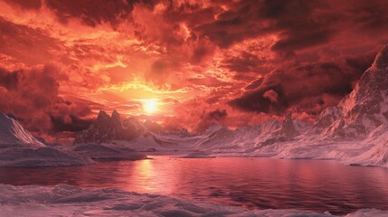 Molten Lava Clouds at Sunset with Vibrant Colored Sky Reflections