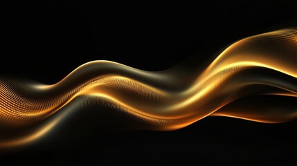 Obraz premium Abstract Golden Wave Luxury Flowing Design Elegant Dark Background Dynamic Digital Art