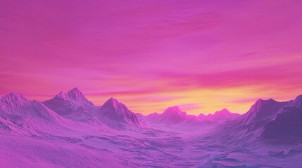 Sinuous Ridge Line of Majestic Mountains Under Colorful Sky