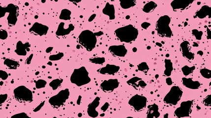 Obraz premium Abstract Pink and Black Ink Blot Seamless Pattern Design Trendy Fashion Textile Background