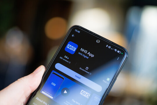 NHS app on mobile phone device on play store