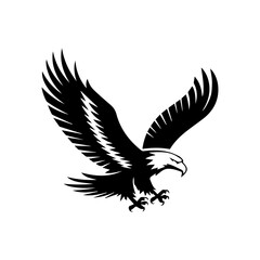 Obraz premium Flying Eagle Logo - Black and White Vector Illustration