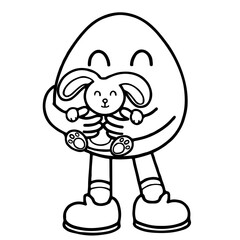 funny easter egg and bunny cartoon 