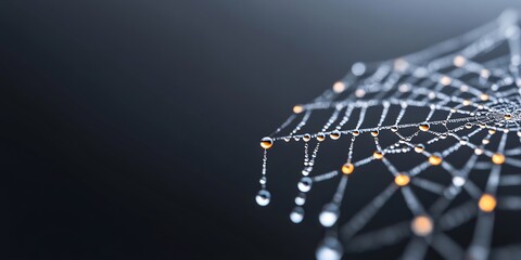Obraz premium raindrops on spiderweb close-up intricate nature
