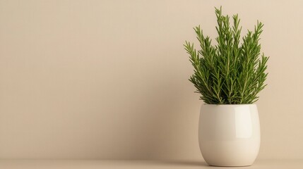 A vase with fresh green grass and herbs as home decoration