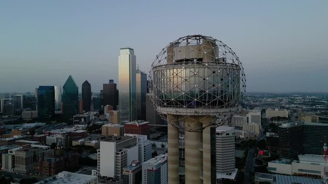 Downtown Dallas Skyline Reunion Tower & Bank of America Plaza