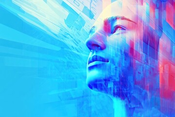Obraz premium Futuristic AI Concept with Tech-Inspired Background.