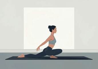 Fototapeta premium Woman practicing yoga in a serene indoor setting, showcasing flexibility and focus