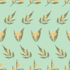 Watercolor Olive Leaf Seamless Pattern