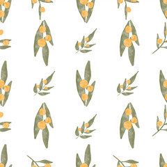Watercolor Olive Leaf Seamless Pattern