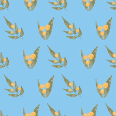 Watercolor Olive Leaf Seamless Pattern