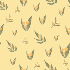 Watercolor Olive Leaf Seamless Pattern