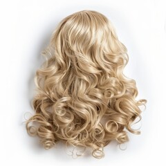 Fototapeta premium Blond curly wig display isolated background fashion product studio view