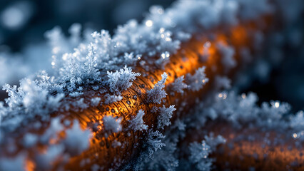 Frosty Copper Pipe in Winter