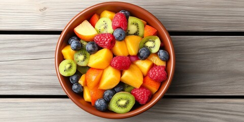 fresh fruit salad in a bowl, healthy colorful mix