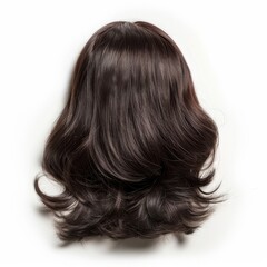 Naklejka premium Stylish medium length layered wig isolated background hair focus front view
