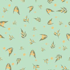Watercolor Olive Leaf Seamless Pattern