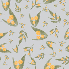 Watercolor Olive Leaf Seamless Pattern