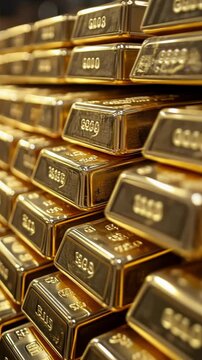 Gold bars stacked neatly in a secure location showcasing wealth and investment opportunities