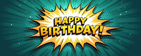 Celebrate in style with this vibrant "Happy Birthday!" graphic, perfect for invitations, party decorations, or social media posts.