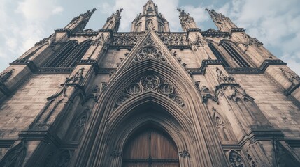 Obraz premium Majestic Medieval Cathedral with Intricate Gothic Details