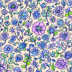 decorative floral pattern with blue purple hues image